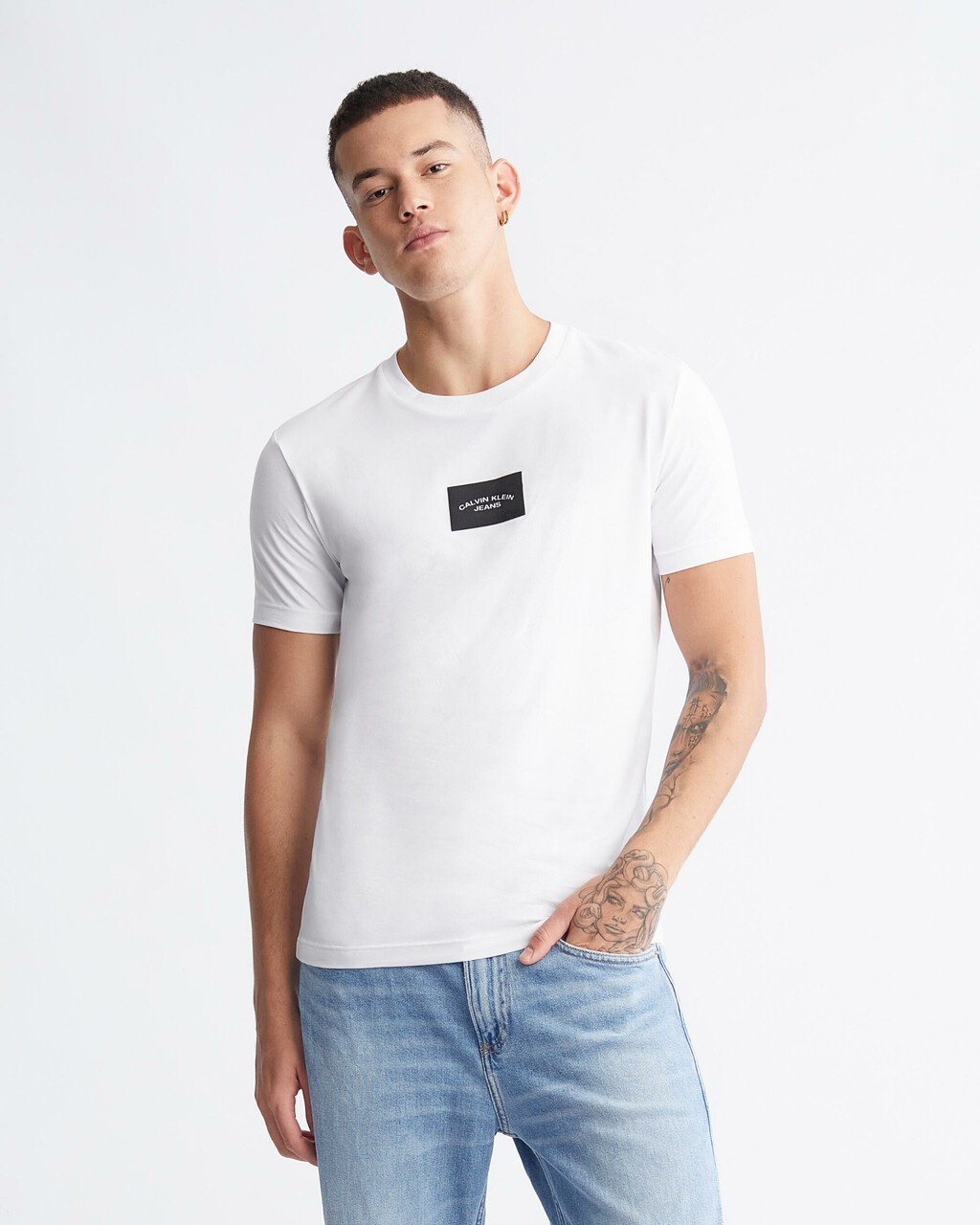 Modern Workwear 方格標誌 T 恤, Bright White, hi-res