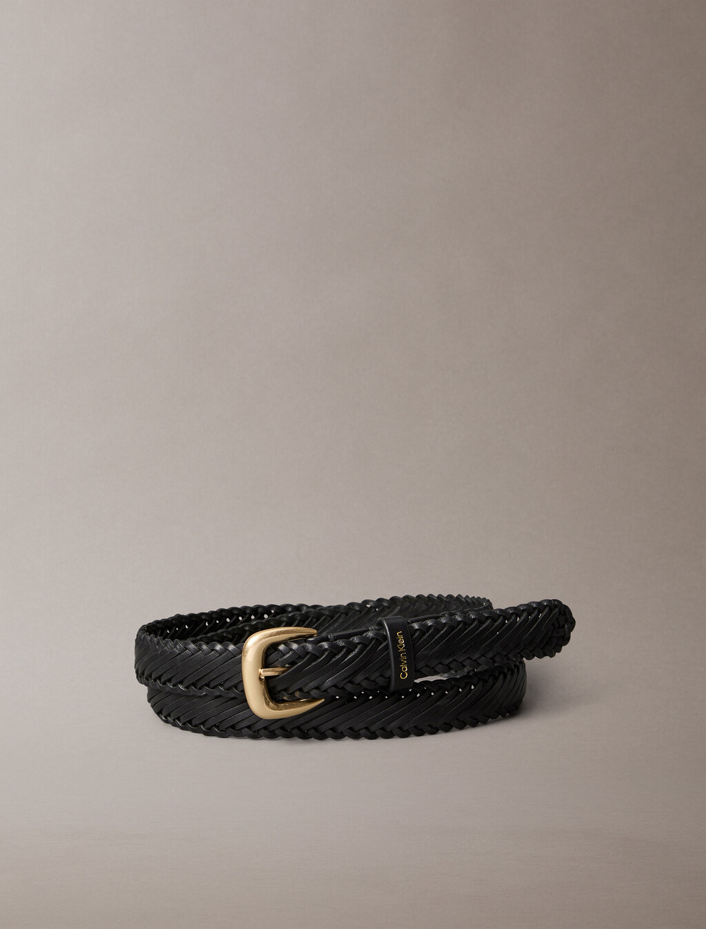 Braided Leather Chunky Buckle Belt, BLACK / ANTIQUE LIGHT GOLD, hi-res