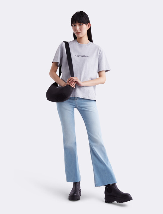 Distressed High Rise Flare Jeans