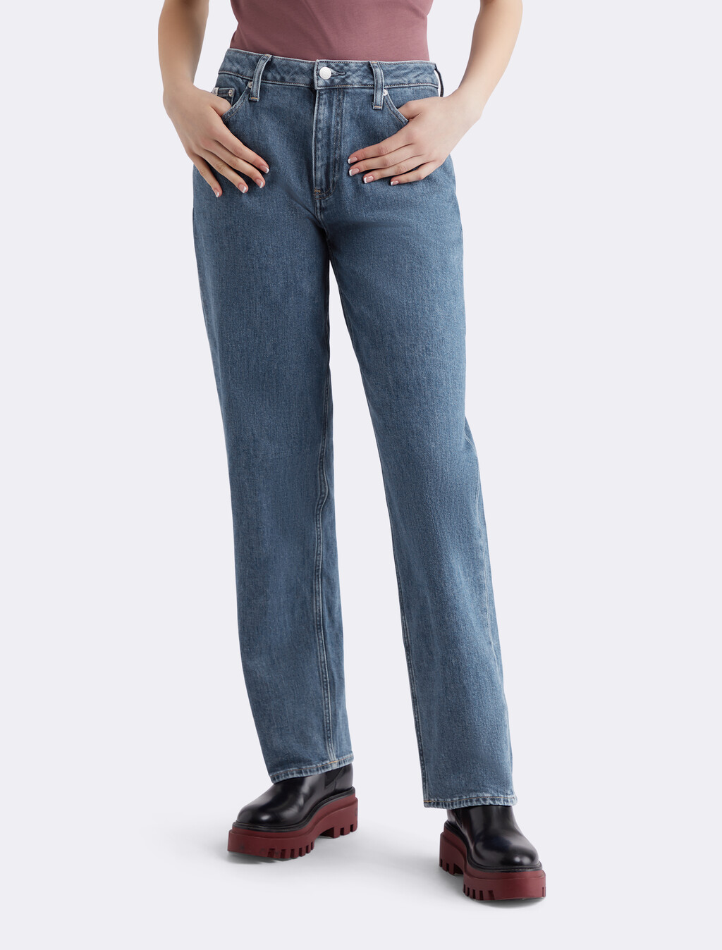 永續 90 年代直筒牛仔褲, Denim Medium, hi-res