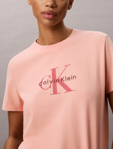 Washed Cotton Monogram T-shirt, Light Red, hi-res