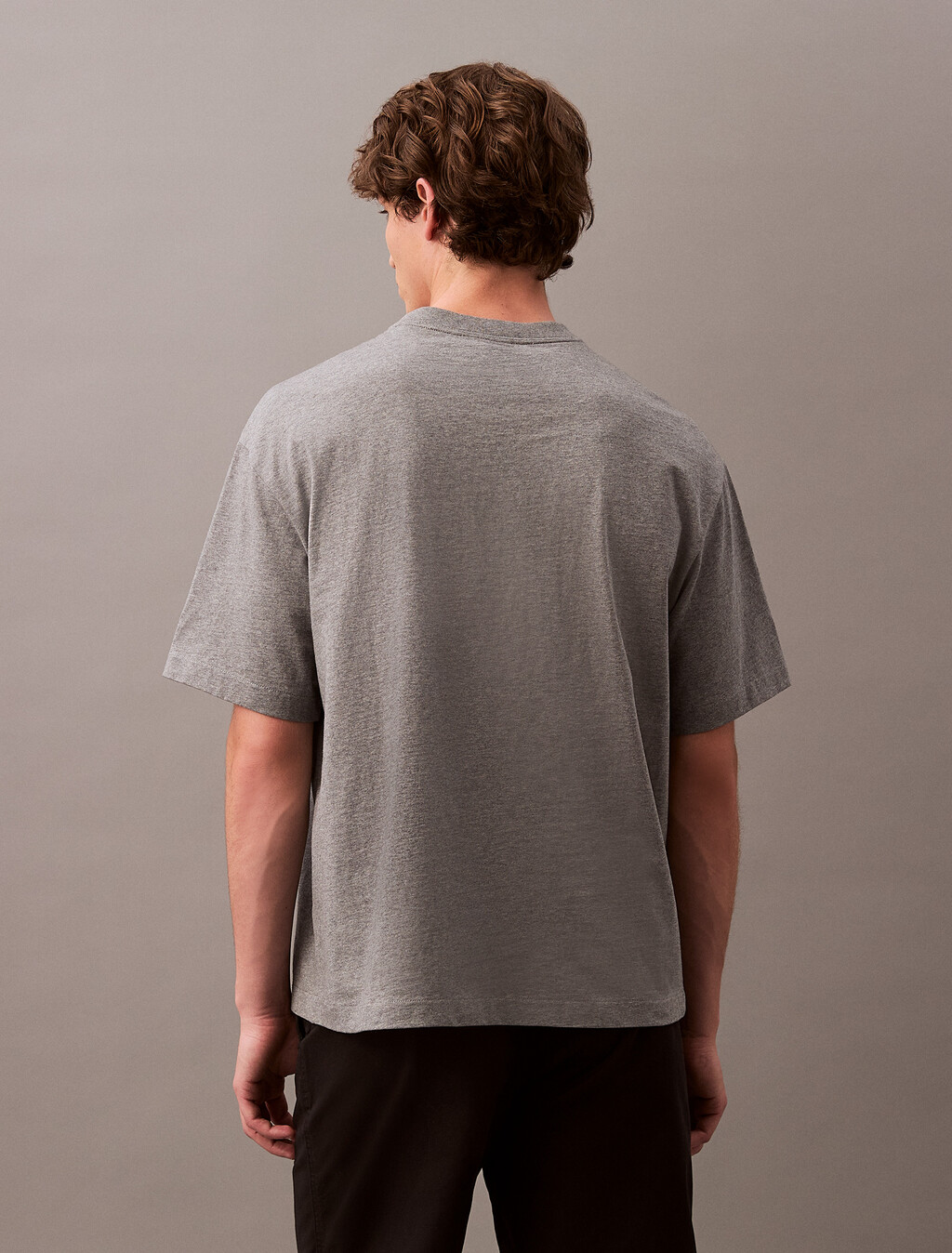 Calvin Logo 圓領上衣, Medium Grey Heather, hi-res