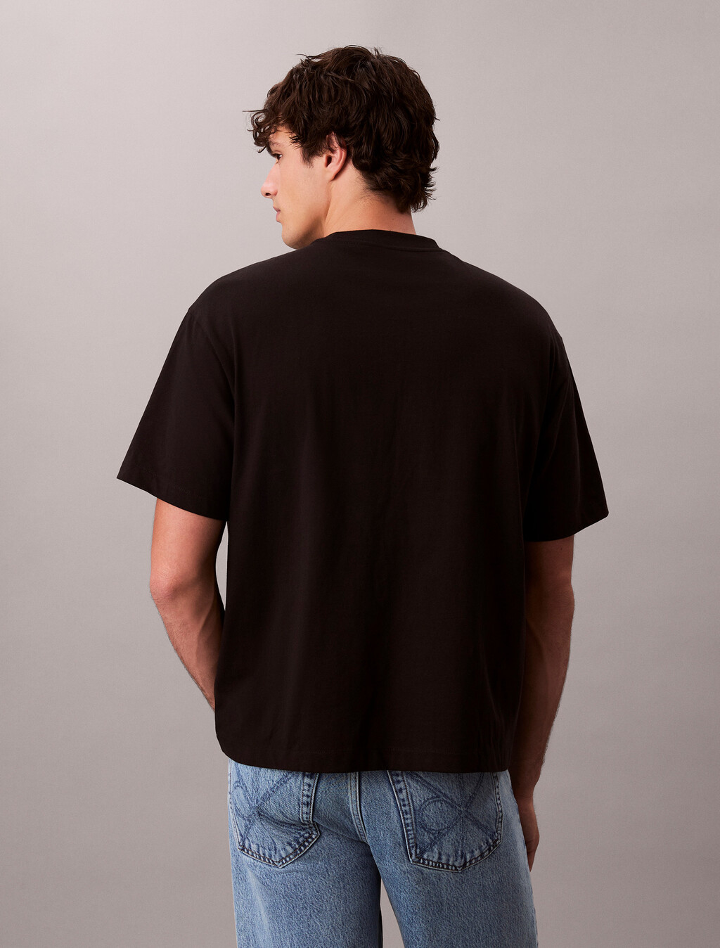 Calvin Logo 圓領上衣, Black, hi-res
