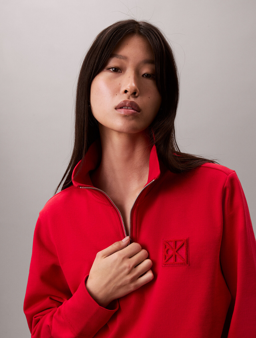 Lunar New Year Half Zip Pullover, Pantone Red, hi-res