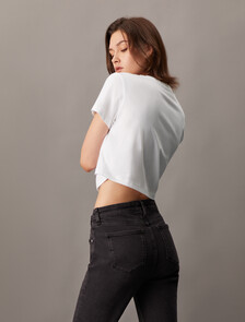 Monogram Cropped Tee, Bright White, hi-res