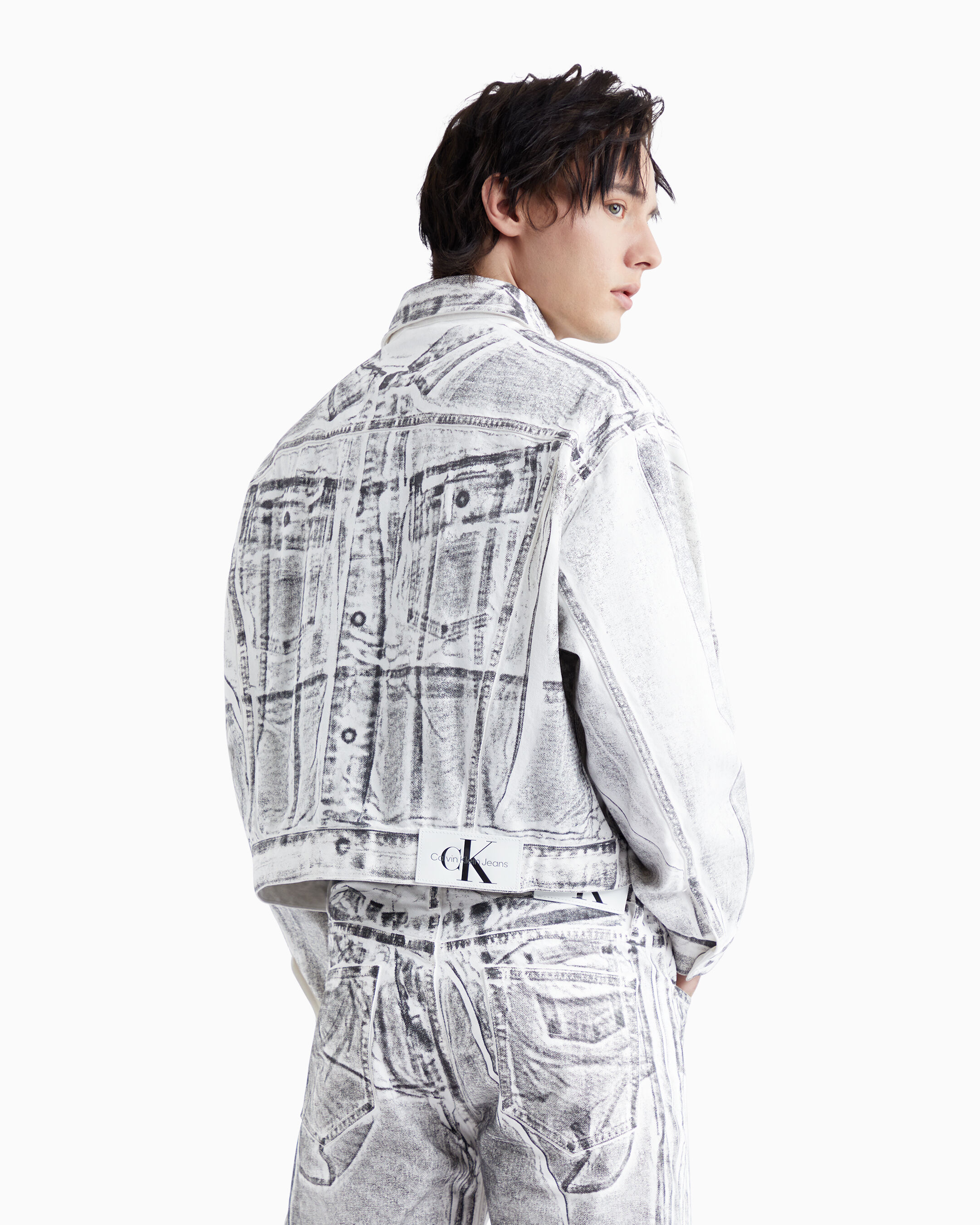 Calvin klein white jean jacket top