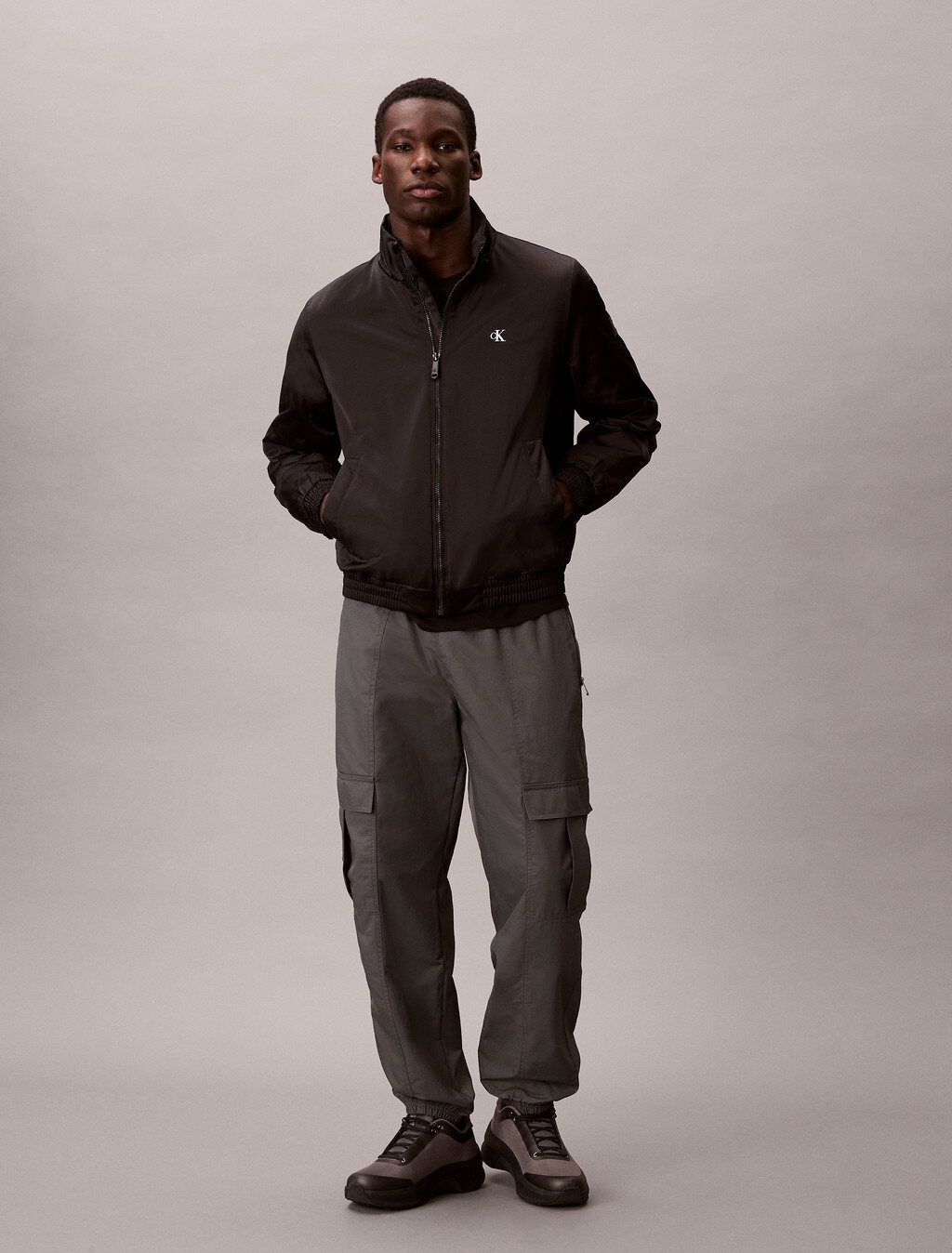 Nylon Straight Cargo Jogger, Dark Grey, hi-res