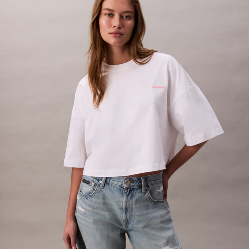 平紋短版方正 T 恤 Brilliant White
