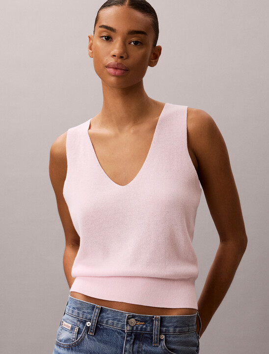 Cotton Knit Short Sleeve Twin Set