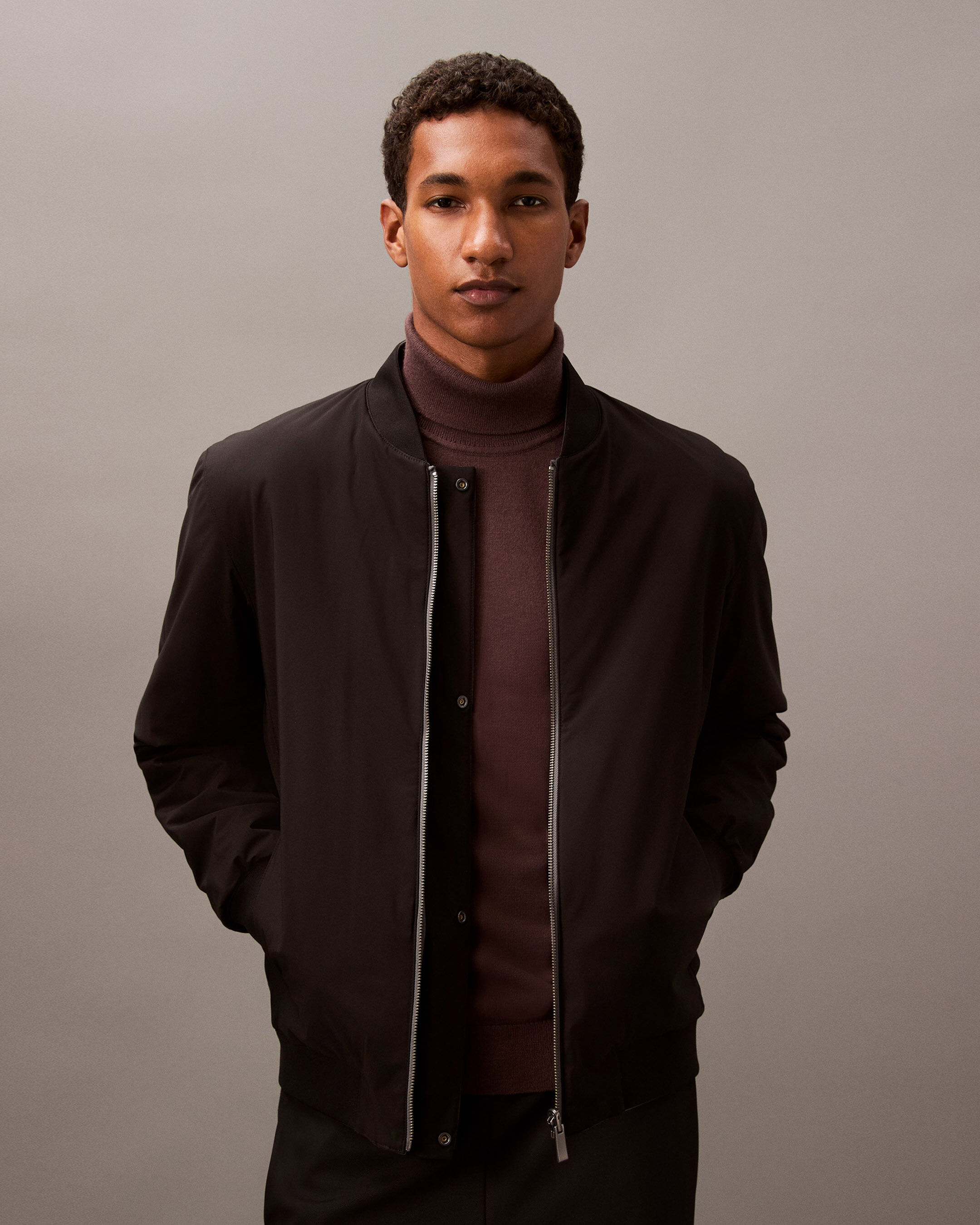 Reversible Wool Blend Bomber Jacket Charcoal Heather Calvin Klein Taiwan