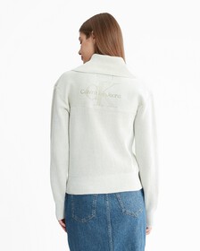 Hyper Real Half Zip Collar Sweater, Ivory, hi-res
