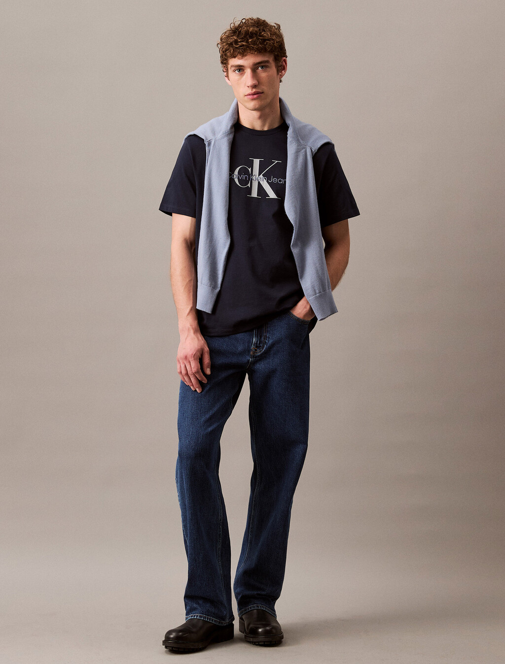 Monogram Logo Graphic Classic Crewneck T-Shirt, Dark Sapphire, hi-res