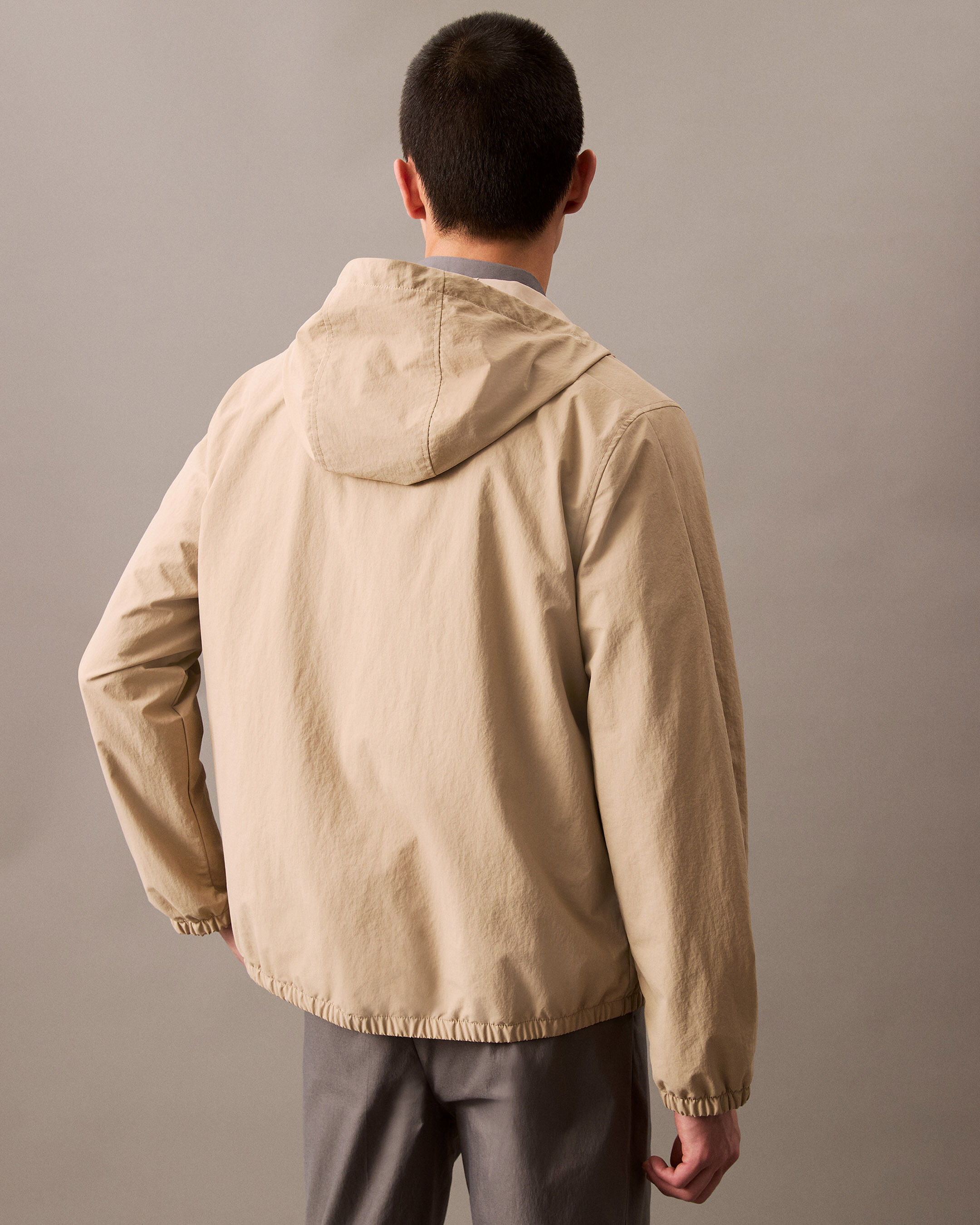 Crinkle Nylon Hooded Windbreaker Jacket | brown | Calvin Klein Taiwan