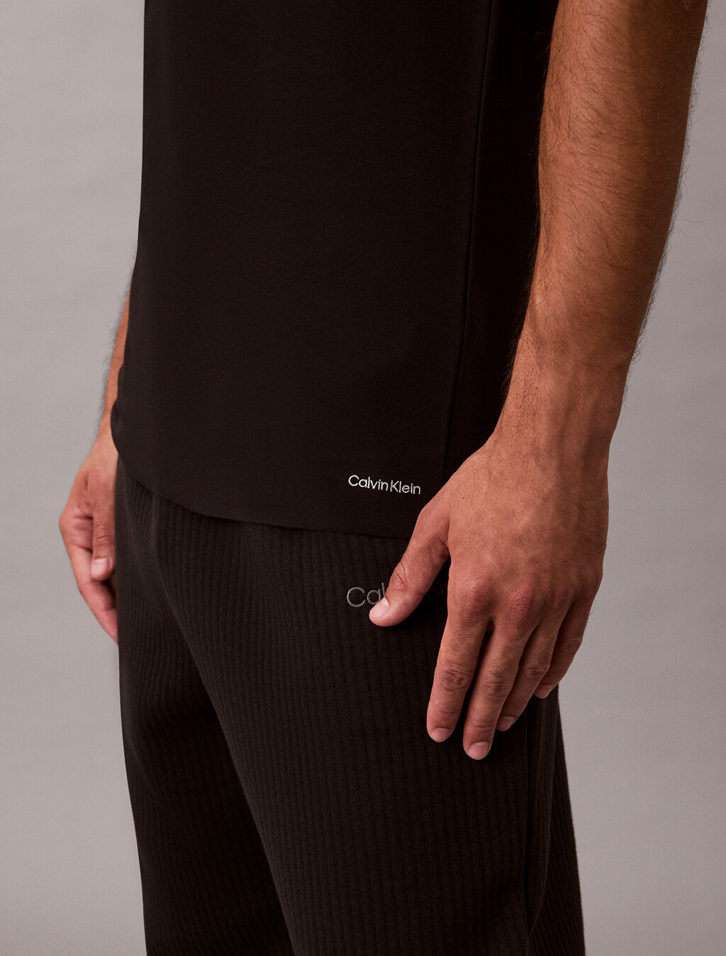 CK Black 彈性棉質 T 恤, Black, hi-res