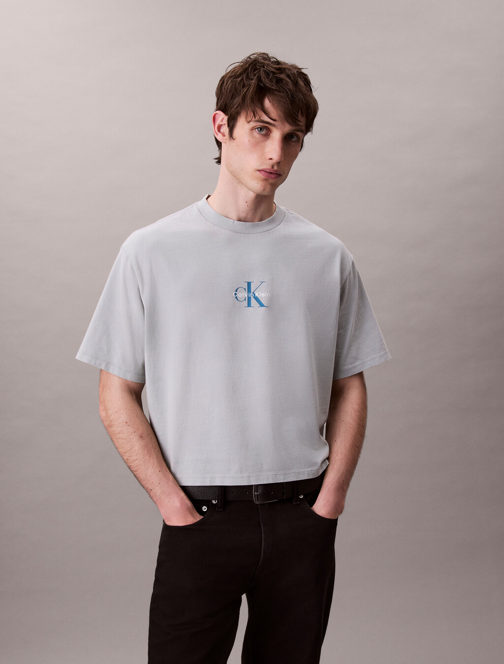 Monogram Logo Washed Relaxed Tee, Quarry, hi-res