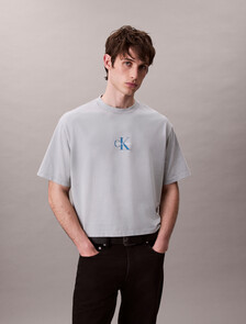 Monogram Logo Washed Relaxed Tee, Quarry, hi-res