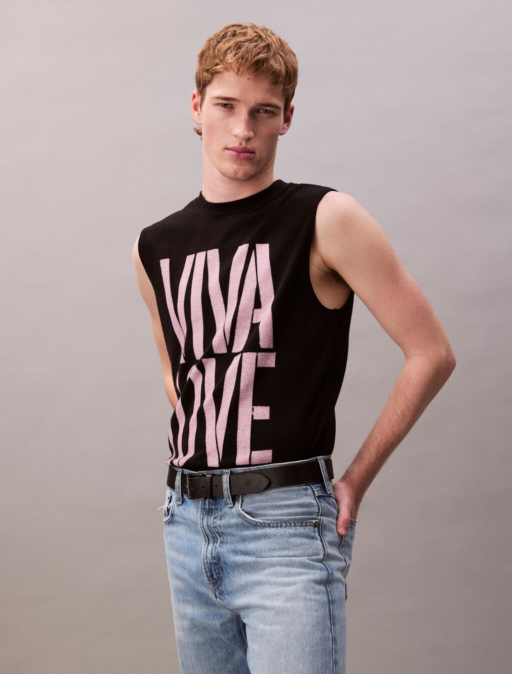 Pride Viva Love 圖案寬版背心, Black, hi-res