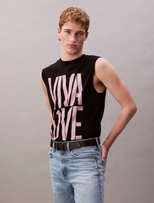 Pride Viva Love 圖案寬版背心, Black, hi-res