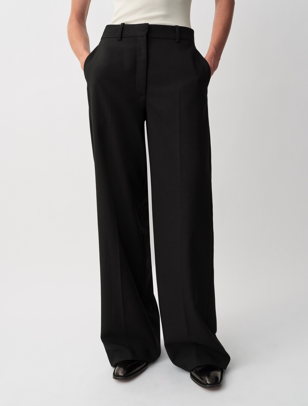 Simone Wide Leg Trousers, Black, hi-res