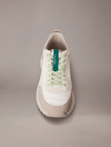 Suede and Nylon Runner Trainers, Bright White/Galapagos Green, hi-res