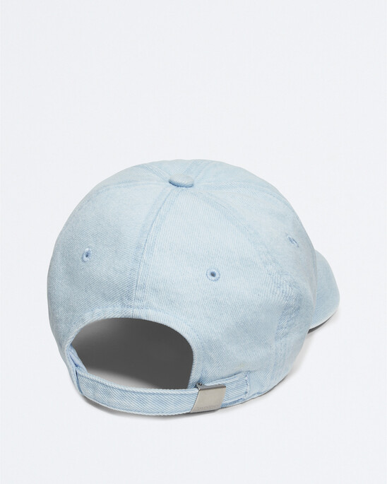 Washed Denim Embroidered Logo Baseball Cap