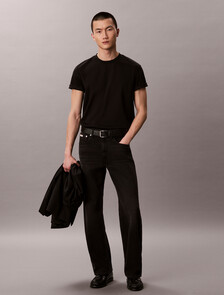 Mercerized Double Knit Cotton Tee, Black, hi-res
