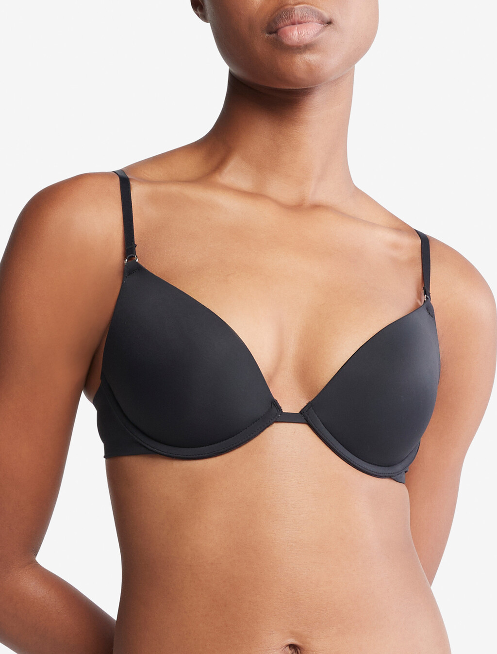 Minimalist Push Up Plunge Bra, Black, hi-res