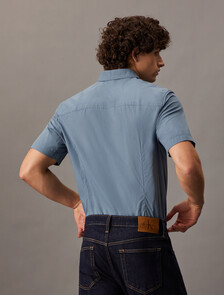 Essentials Monogram Slim Shirt, China Blue, hi-res