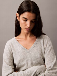 山羊絨 V 領毛衣, B10 Grey Heather, hi-res