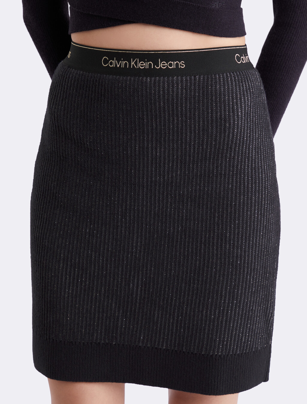 Logo Tape Knit Skirt, Ck Black, hi-res