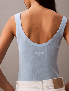 人造絲羅紋針織背心, Halogen Blue, hi-res