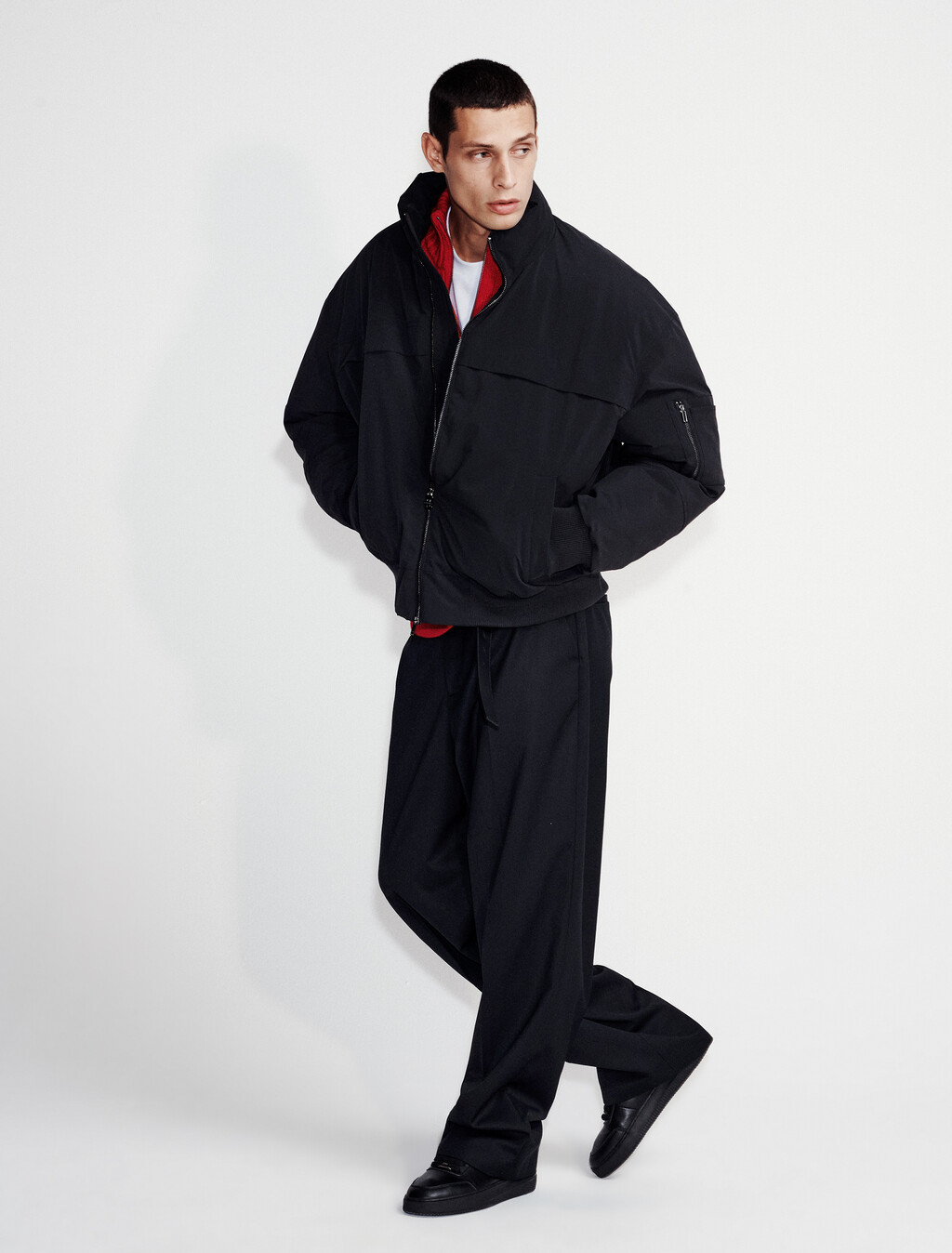 Padded Bomber Jacket, Black, hi-res