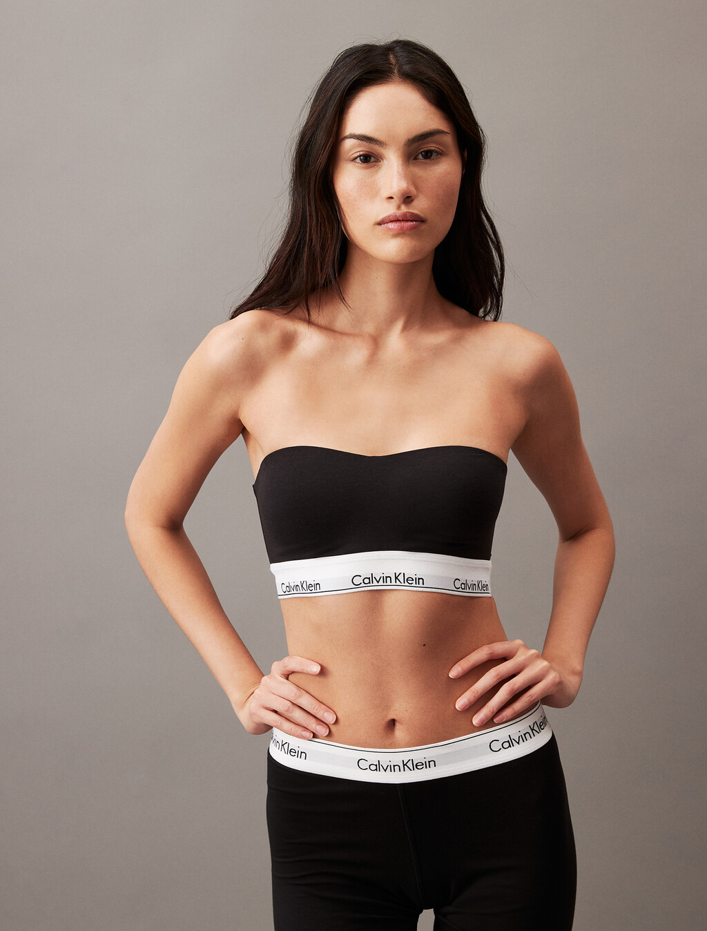 Icon Cotton Bandeau Bralette, Black, hi-res