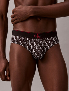 Graphic Monogram Microfiber Stretch Hip Brief, STEPPING LOGO BLACK, hi-res