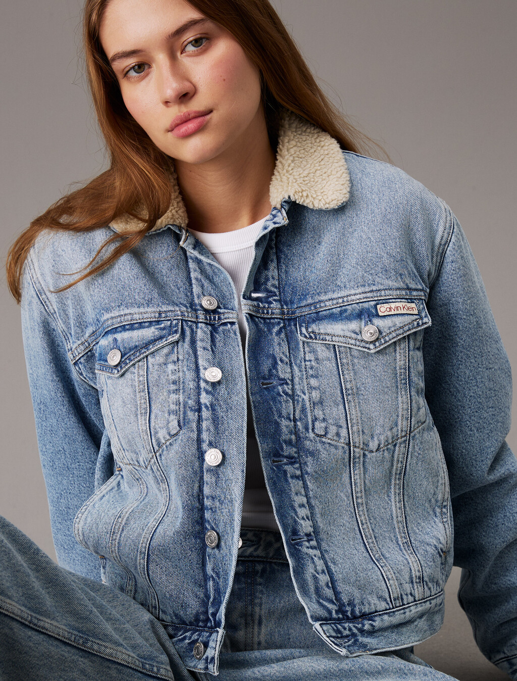 搖粒絨牛仔外套, Denim Medium, hi-res