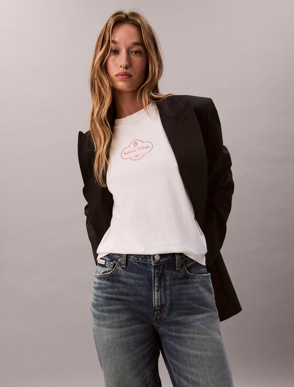 Cocktail Logo Graphic Boxy T-Shirt, White Greige, hi-res