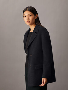 Double Face Recycled Wool Blend Blazer, GUNMETAL MELANGE, hi-res