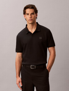 絲光雙面針織棉 Polo 衫, Black, hi-res