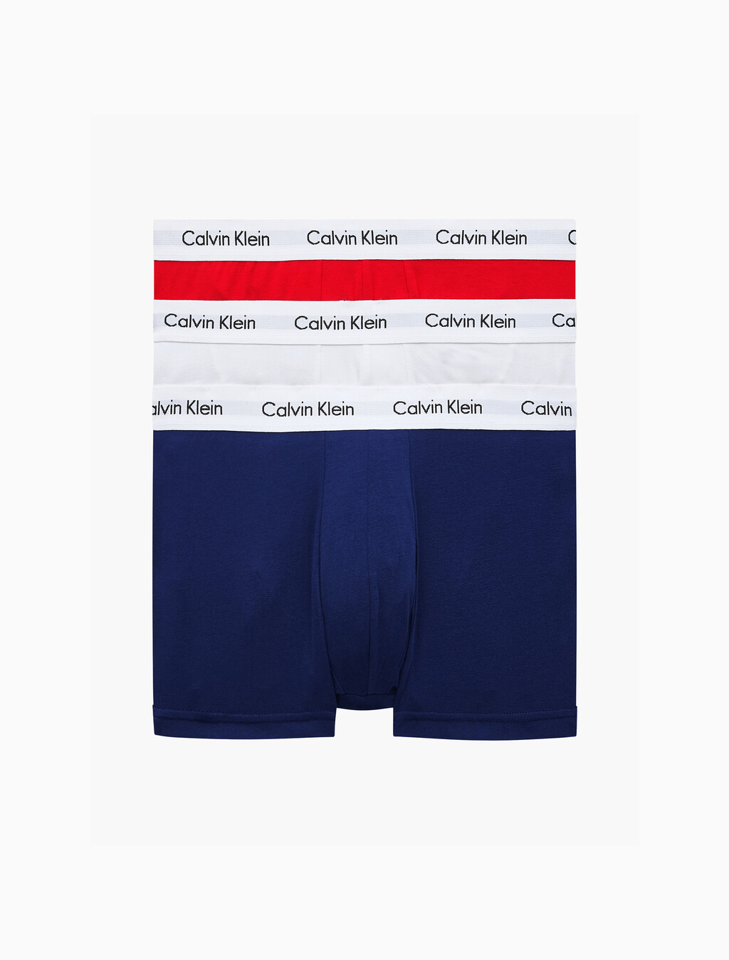 Cotton Stretch 3 Pack Low Rise Trunk, White/ Pyro Blue /Red Ginger, hi-res
