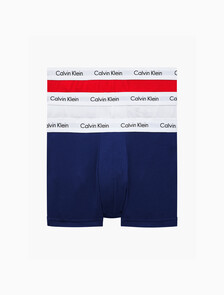 Cotton Stretch 3 Pack Low Rise Trunk, White/ Pyro Blue /Red Ginger, hi-res