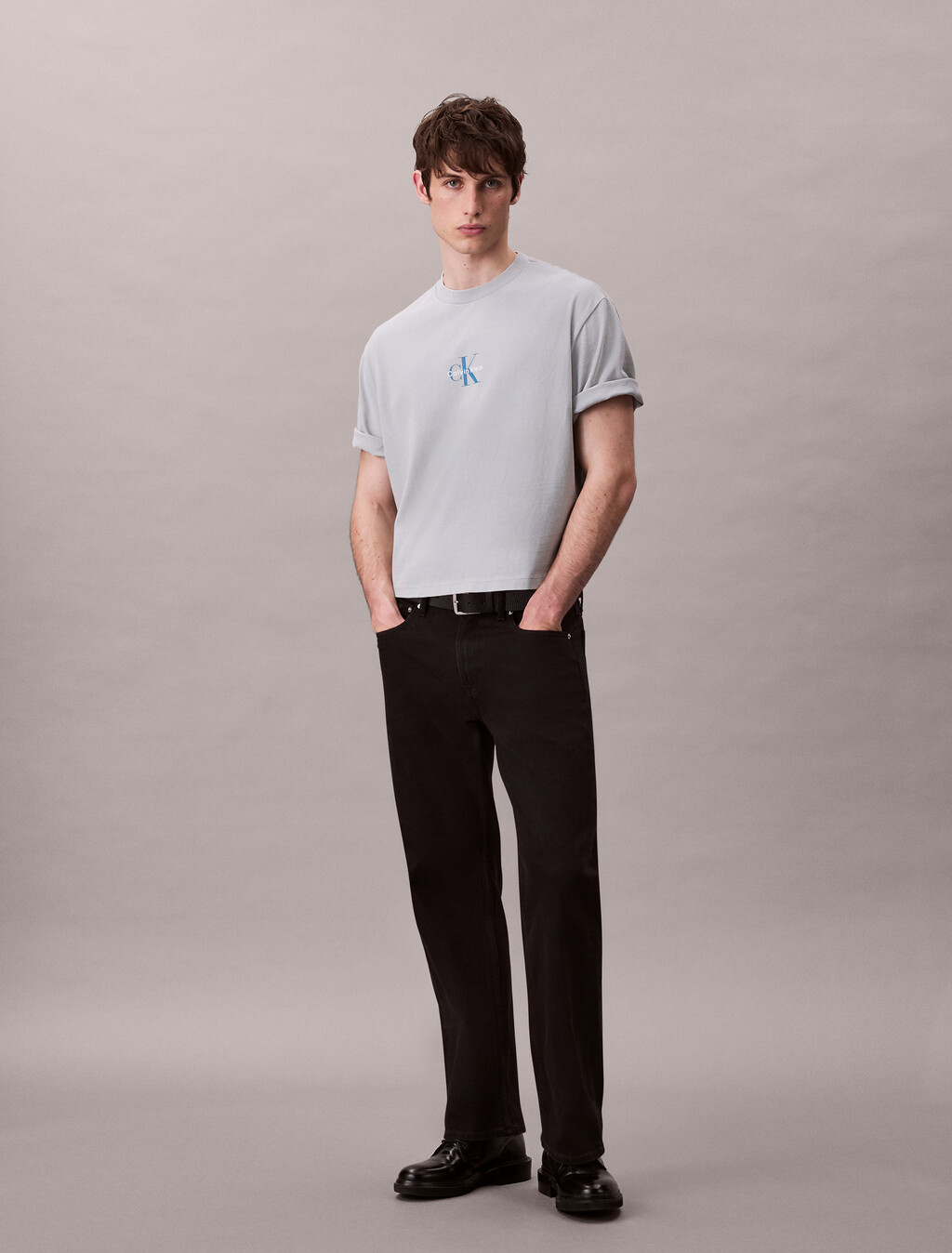 Monogram Logo Washed Relaxed Tee, Quarry, hi-res