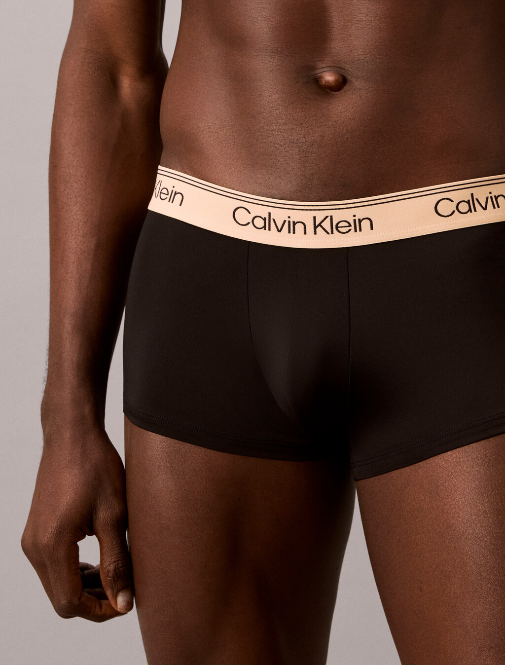 3 Pack Low Rise Trunks - Microfibre Stretch, Black Bodies w/ Gulf Blue/Light Cast/Peach Bliss W, hi-res