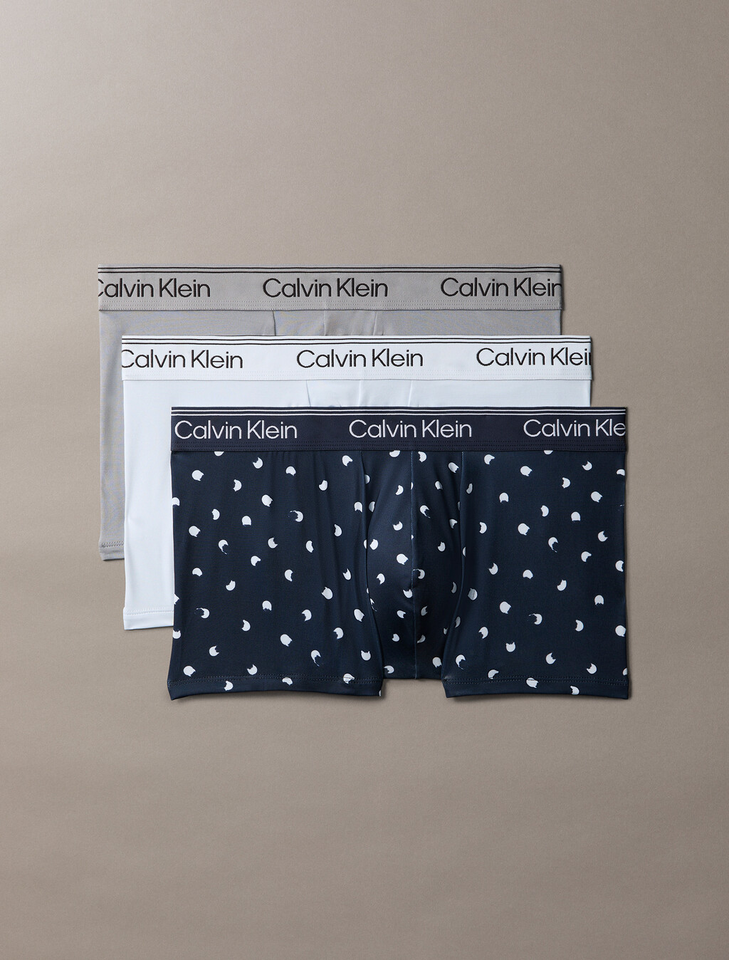 3 Pack Low Rise Trunks - Microfibre Stretch, Convoy/Running Dot Dark Sapphire/Plein Air, hi-res
