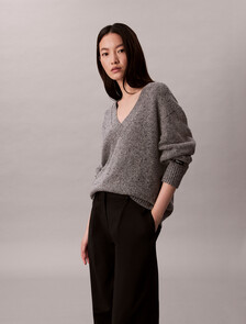 厚實寬鬆 V 領毛衣, Stoneflag, hi-res