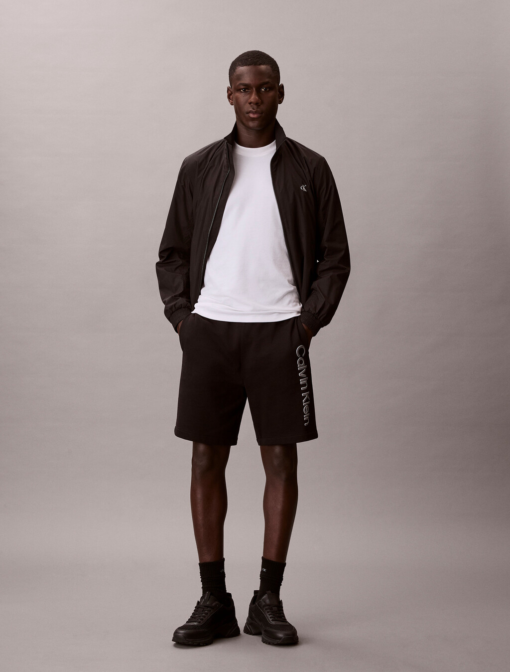 Cotton Terry Graphic Short, Black, hi-res