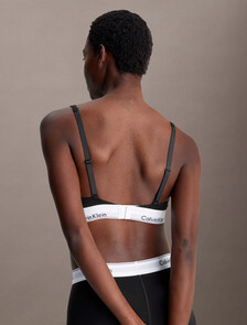 Modern Cotton Bralette, Black, hi-res