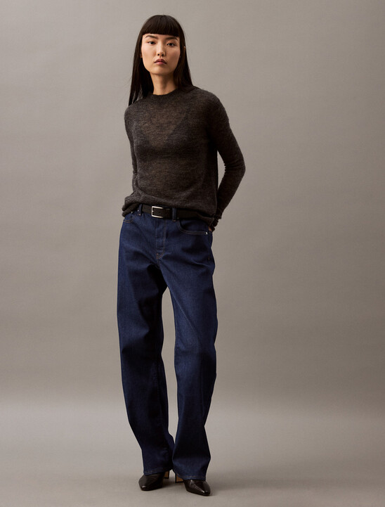 Sheer Alpaca Fine Gauge Crewneck Sweater