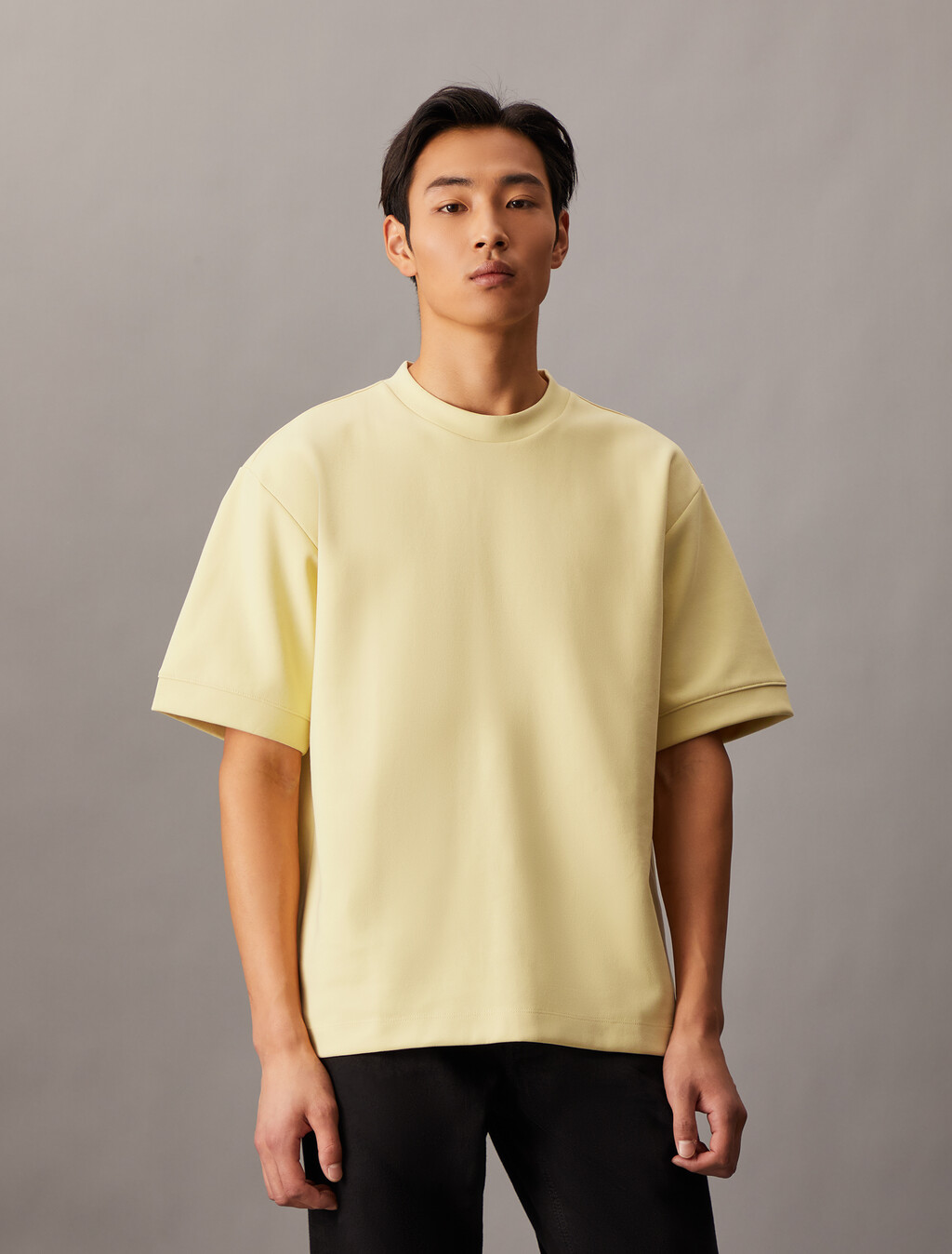 精疏輕盈雙面針織棉圓領 T 恤, Reed Yellow, hi-res