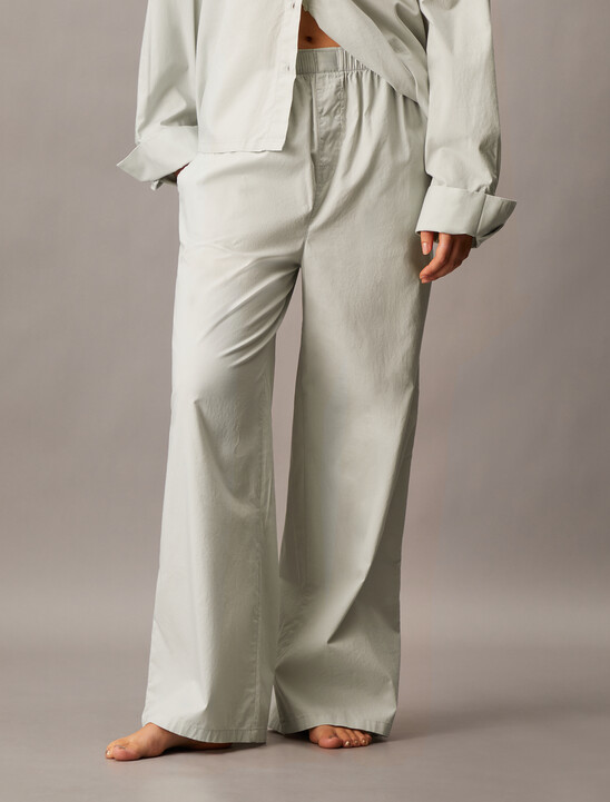 Cotton Poplin Wide Leg Pants