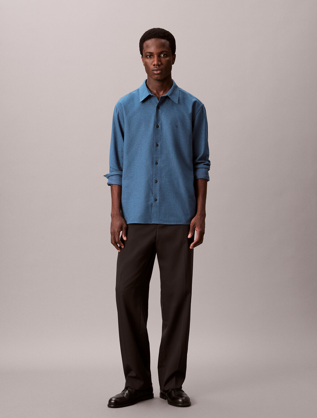 Melange Flannel Relaxed Button-Down Shirt, Wild Wind, hi-res